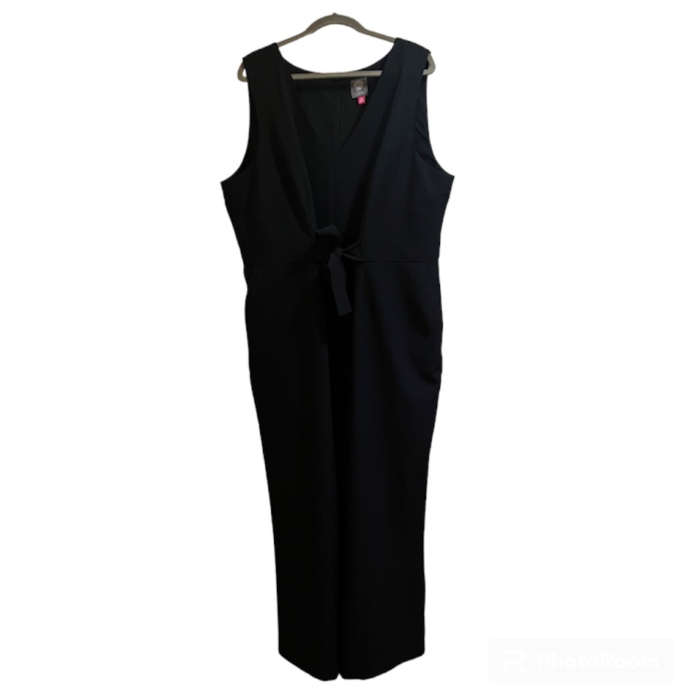 NWOT VINCE CAMUTO CREPE TIE FRONT WIDE LEG JUMPSUIT - Picture 3 of 9